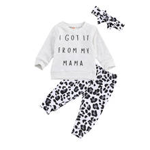 Conjuntos de ropa para bebés y niños recién nacidos, jersey de manga larga con estampado de letras, sudadera, Tops, pantalones de leopardo, diadema, 2 piezas, 0 a 24M 2024 - compra barato