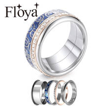 Floya Promise Zircon Ring Wedding Band Women Spinner Fashion Jewelry Engagement Filled Rings Mutilayer Female 2024 - buy cheap