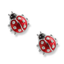 Fashion 925 Sterling Silver Earrings Children Jewelry Red Enamel Animal Ladybug Small Stud Earrings For Kids Girls Baby Jewelry 2024 - buy cheap