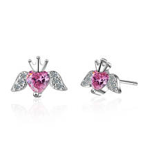 Sweet Romantic Zirconia Love Heart Angel Wings 925 Sterling Silver Crown Earrings For Women Gift oorbellen Brincos S-E832 2024 - buy cheap