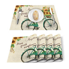 Bicycle Sunflowers Dining Table Mat Heat Insulation Pot Holder Coasters Coffee Drink Tea Cup Table Placemats 2024 - buy cheap