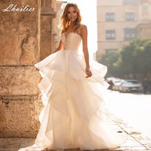 Vestido de noiva elegante e feminino, sem mangas, com decote e tule, comprimento até o chão, costas transparentes 2024 - compre barato