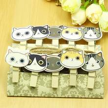 10pcs/pack Kawaii Big Eye Cat Wooden Clip Photo Paper Clips with Hemp Rope school office  Clips Papeleria Office Accessories 2024 - buy cheap