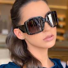 Gafas de sol de gran tamaño blindaje negro, moda de verano, gafas de sol cuadradas de lujo para mujer, gafas de sol de mujer UV400 2024 - compra barato