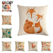 Nordic Style Fox Pattern Cotton Linen Cushion Cover Decorative Pillow Case for Sofa Home Car Chair 45X45CM 2024 - buy cheap