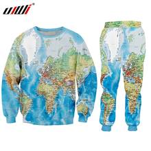 Conjunto de moletom masculino ujwi 2020, jaqueta agasalho de moletom com capuz, mapa mundi, oceano, engraçado 2024 - compre barato