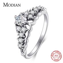 Modian New 100% 925 Sterling Silver Crown Rings Fashion Classic Stackable Ring Vintage For Women Sparkling Instagram style 2024 - buy cheap