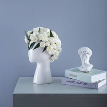 Vaso de cerâmica com cabeça humana, modelo criativo estilo nórdico, vaso redondo, arranjo de flores, para casa, sala de estar, decoração 2024 - compre barato