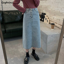 Skirts Design Simple Leisure Harajuku Fur-lined Students Side-slit Denim Korean Style Elegant Pockets All-match Fashion Vintage 2024 - buy cheap