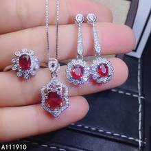 KJJEAXCMY fine jewelry 925 sterling silver inlaid Natural ruby Ring Necklace Earring exquisite Suit Support Detection popular 2024 - buy cheap