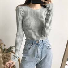 Hot Women Sweaters Girl  Autumn O-neck Slim Solid Color Long Sleeve Sweater Female Winter Knitted Casual Pullovers Tops New 2024 - купить недорого