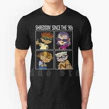 Camiseta masculina de algodão com detalhe de algodão, trituração desde 90s, rocket power, reggie, twister, pequeno 2024 - compre barato