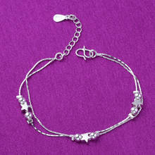 Pulsera de plata de ley 925 con cuentas redondas de estrella para mujer, brazalete, tobillera, joyería para fiesta de boda, A176 2024 - compra barato