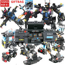 Robot de policía de ciudad para niños, camión SWAT, coche, bloques de construcción creativos, Kit educativo, juguetes, regalos de Navidad, 8 unids/lote 2024 - compra barato