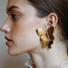 ALIUTOM-pendientes de Metal con forma de mariposa para mujer, aretes llamativos, accesorios de joyería 2024 - compra barato