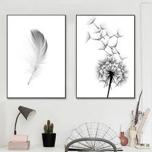 Dandelion Painting Canvas Black And White Abstract Feather Wall Art Nordic Poster Living Room Pictures Minimalist Art Unframed 2024 - buy cheap