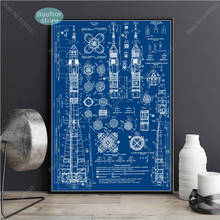 Outer Space Soyuz-U2 Russian Rocket Patent Gallery Wall Art Canvas Print Aviation artwork Blueprint Posters Painting Retro Decor 2024 - buy cheap