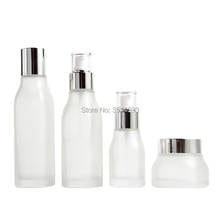 40ml Frosted Glass Cosmetic Lotion Pump Bottle 100ml Glass Spray Liquid Emulsion Toner Container Cosmetic 50g Cream Jar Silver 2024 - buy cheap