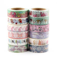 22 Top sales  elephant, cats, fox, birds, rabbits ,Unicorn Washi Tape Excellent Quality Cute Animal Washi Masking Tape 15mm*10m 2024 - buy cheap