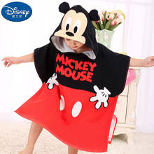 Детское банное полотенце Disney Mickey mouse, детское Хлопковое полотенце с капюшоном, пляжное полотенце для купания с героями мультфильмов 2024 - купить недорого