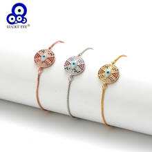 Lucky Eye Colorful Zircon Charm Bracelet Rose Gold Silver Color Chain Shell Evil Eye Bracelet Adjustable for Women Female EY6279 2024 - buy cheap