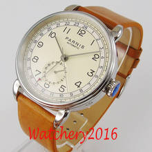 PARNIS 42mm silver case arab mark date window leather strap mens top leisure automatic mechanical watch 2024 - buy cheap