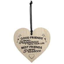 Vintage Decoration Best Friends Bring Prosecco Wooden Hanging Heart Plaque Novelty Alcohol Sign 2024 - buy cheap