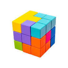 Dropshipping Kids Novelty Toy Tetris Magic Cube Puzzle Colorful 3D Wooden Jigsaw Toys for Children Educational Brain Teaser Game 2024 - buy cheap