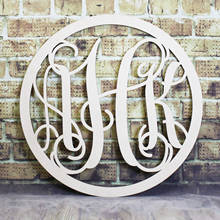 Circle Vine Monogram Unfinished Wood Letters Cutout DIY Decor Nursery 2024 - buy cheap