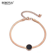 BOBOTUU Classic Round Cake Black Shell Chain & Link Bracelets Bangles Jewelry Titanium Steel Charm Bracelet For Women BB18003 2024 - buy cheap