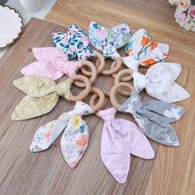 Baby Boy Girl Bunny Ear Teether Safe Organic Wood Teething Ring Toys Various Color Choice Shower Gift P31B 2024 - buy cheap