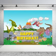Fondo con nombre personalizado para fiesta de cumpleaños, telón de fondo para fotografía de bebé, jungla, Safari, Parque Jurásico de dinosaurios, utilería para estudio fotográfico 2024 - compra barato