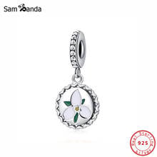 Abalorio de 100% Plata de Ley 925 auténtico, colgante de orquídea en forma de flor, amuletos de corazón, pulseras Pandora para mujer, joyería DIY 2024 - compra barato