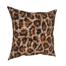 Funda de almohada con estampado de animales de cuero para sofá, cubierta de almohada con estampado de dibujos de animales de cuero, de piel de Jaguar, color marrón 2024 - compra barato