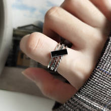 Anéis geométricos pretos para homens e mulheres, boêmios, vintage, cor de prata, joia, presente, casamento 2024 - compre barato