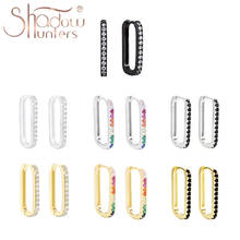 SHADOWHUNTERS Genuine 925 Sterling Silver Huggies Hoop Earrings Rainbow Crystal Square Hoops For Punk Women Jewelry Cool Gifts 2024 - buy cheap