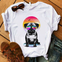 Harajuku Women's T-shirt Pug T-shirt French Bulldog Print Graphic T-shirt Summer Casual Cute Fashion Top Female 2024 - buy cheap