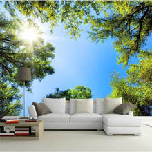 Настраиваемая мечта лес небо HD естественная сцена ТВ фон на заказ большая роспись зеленые Настенные обои 2024 - купить недорого
