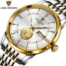 LIGE DESIGN TopBrand Mechanical Wristwatch Luxury Sapphire Glass Automatic Watch Stainless Steel Waterproof 100M Watches Men 2024 - buy cheap