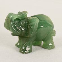 3.8cm Hand Carved Artificial Green Aventurine Jade Stone Elephant Statue Decor Animal carvings natural green elephant ornaments 2024 - buy cheap