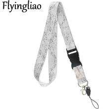 White Marble Texture Neck Strap Lanyards ID badge card holder keychain Mobile Phone Strap Ribbon webbing necklace Decorations 2024 - buy cheap