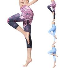 Womens cintura alta yoga esportes leggings gradiente sakura floco de neve floral impresso workout calças correndo capri 2024 - compre barato