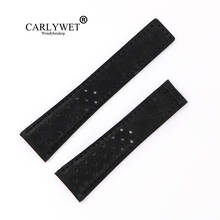 Carlywet 22mm preto camurça couro real substituição relógio de pulso banda cinta cinto laço sem fivela 2024 - compre barato