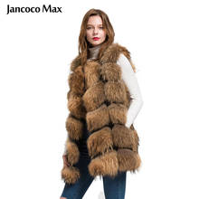 Jancoco Max, новинка 2019 года, дизайнерский женский жилет из натурального меха енота, женский зимний стильный жилет, модное пальто, оптовая/розничная продажа S1562 2024 - купить недорого