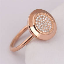 Оригинальный 925 стерлингового серебра розовое золото со стразами логотип с кольца с настоящими Австрийскими кристаллами для женщин, подарок на свадьбу, модное ювелирное изделие 2024 - купить недорого