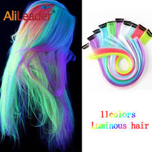 Alileader 11 Pcs/Pack Synthetic 1 Clip Hair Colorful Hair Extension Fluorescence Fake Hair Heat Resistant Fiber Hair Extension 2024 - buy cheap