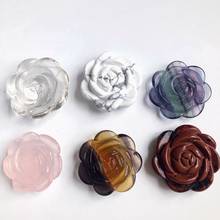 Quartz crystal carved flower natural stones minerales healing gemstones pedras para artesanato modern home decor 2024 - buy cheap