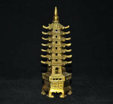 Old Chinese Buddhism temple brass 7 Layers Wenchang Stupa Pagoda Tower Statue 2024 - buy cheap