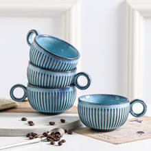 Taza de café de cerámica con esmalte Variable Vintage, taza de té y leche personalizada azul, vajilla de cocina japonesa, regalo único para decoración del hogar 2024 - compra barato