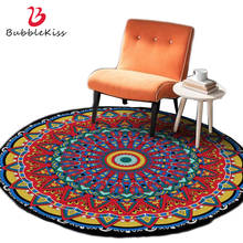 Bubble Kiss Bohemian Flower Round Carpets Colored Mandala Polyester Floor Mat Modern Living Room Decoration Bedroom Area Rugs 2024 - buy cheap
